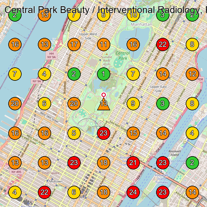 Central Park Beauty / Interventional Radiology, P.C. Medical Spa GeoGrid ranking map for New York NY